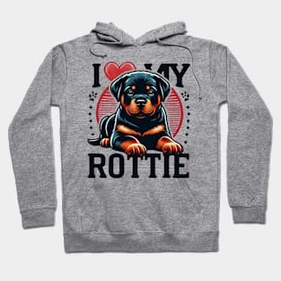 I Love My Rottie Rottweiler Puppy Cute Heart Design Hoodie